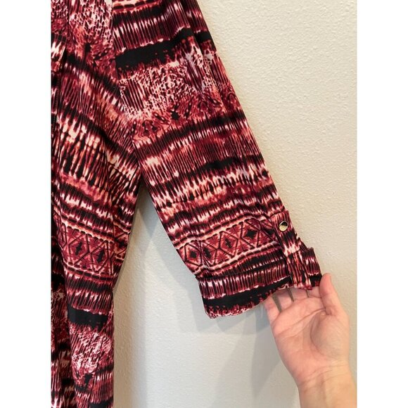 Cocomo Women's Pullover Flowy Blouse XL Roll Tab Sleeves Multicolor Top Career - Picture 5 of 8